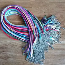 15 шт., радужные цвета, кожаный шнур, ожерелье, кордоны, веревка 50 см, аксессуары для рукоделия, материал для изготовления ювелирных изделий, застежка-лобстер