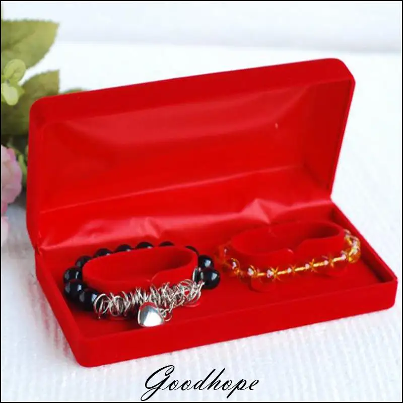 Superior 6pcs/lot Red Velvet Double Bracelet Box Gift Bangle Gold
