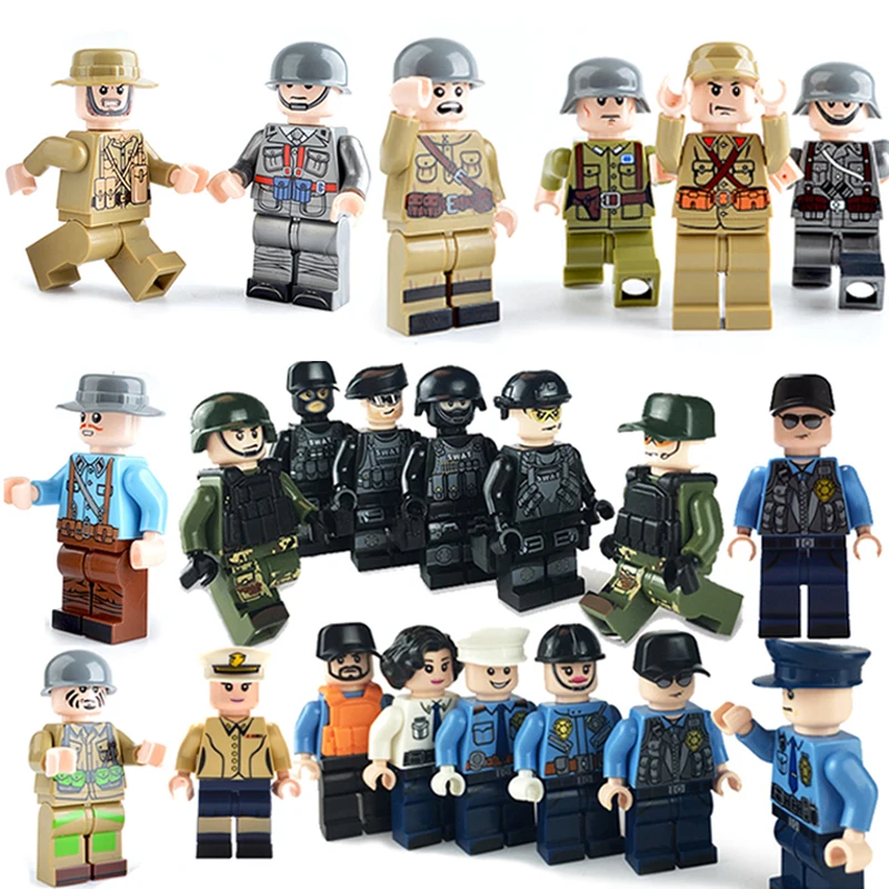 20pcs City Profession DIY Educational Building Bricks Toy Compatible Military Ninjago Blocks Mini Figures For Children Gifts Toy