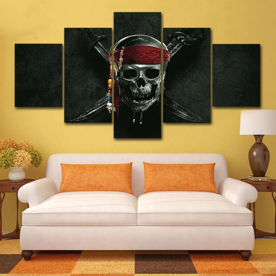 

Wall Art Abstract HD Decorative Modular Pictures 5 PiecesSet Skull Framework Canvas Painting For Living Room Bedroom Prints