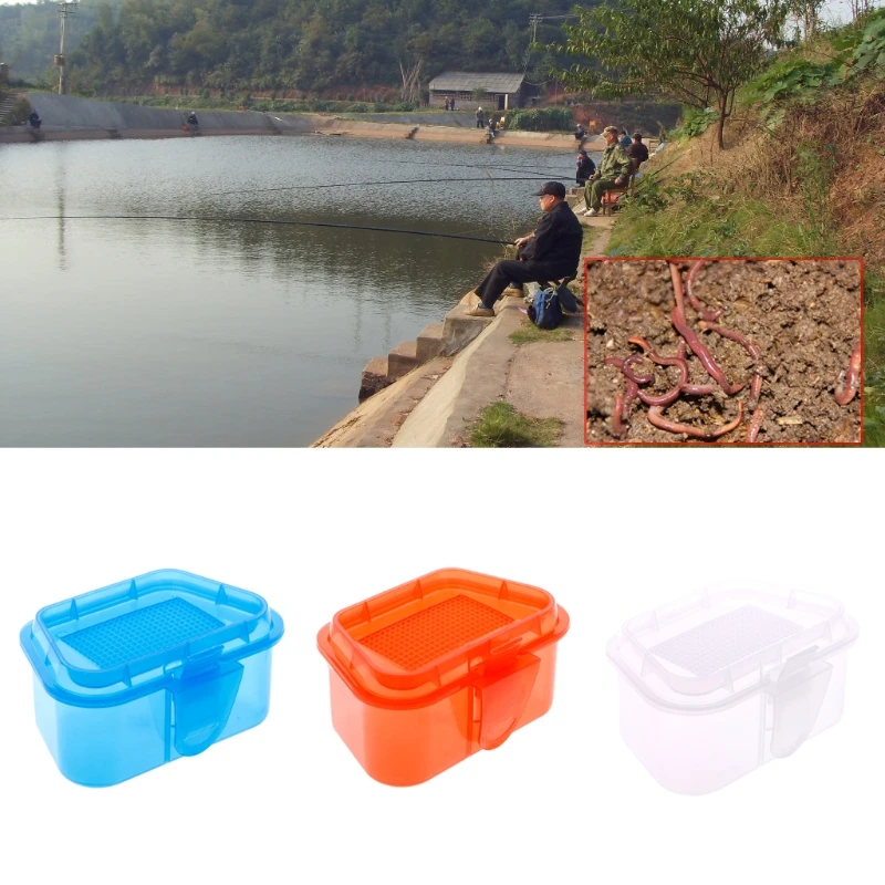 

Breathable Bait Box Plastic Fishing Bait Storage Box Live Worms Earthworm Lures Container