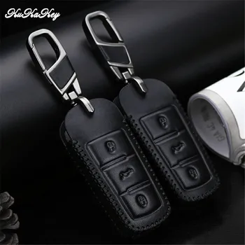 

Car Genuine Leather Key Case Cover Holder For Volkswagen VW Passat B8 B8L CC Magotan 2015 2016 2017 Smart 3 Button Keychain Ring
