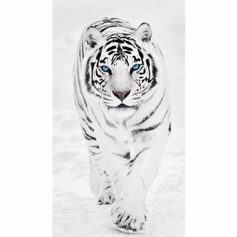 

White Tiger Animal Embroidery 5D DIY Diamond Painting Full circular Diamond Cross Stitch Rhinestone 2019 Painting Decor Gift