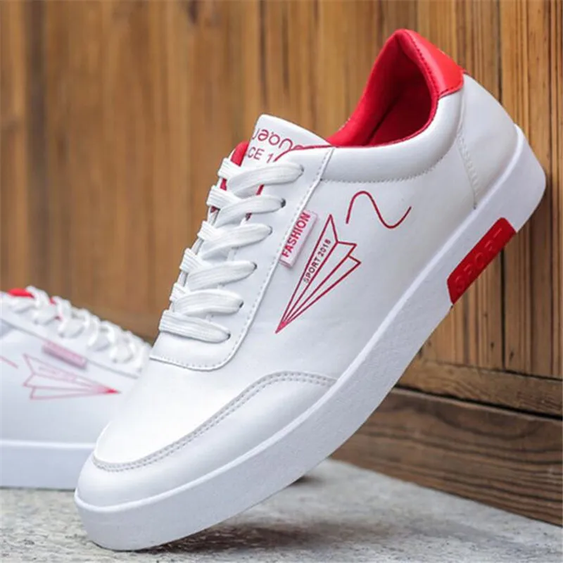 LAIDILANGTU الربيع والخريف جديد حذاء أبيض الرجال رياضية حذاء كاجوال تزلج أحذية pu أزياء الرجال حركة الأحذية