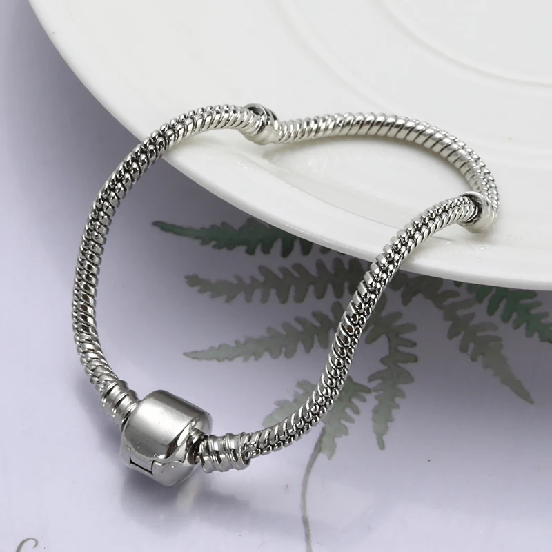 

Basic Snake Chain Bracelet DIY Charm Bead Jewelry Bracelets Bangle Chain Silver Plated браслеты женские For Women Jewelry