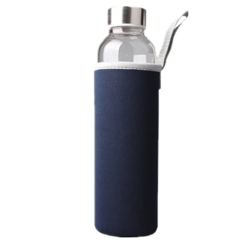 280 мл/360 мл/550 мл Спортивная стеклянная бутылка для воды и чая с защитным мешком открытый транспонр бутылка многофункциональная бутылка для хранения - Цвет: Синий