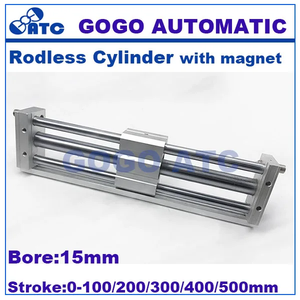 

Magnetically Coupled Rodless Cylinder/ Slider Style 15mm bore 100/200/300/400/500mm stroke CY1S/CDY1S pneumatic linear actuator