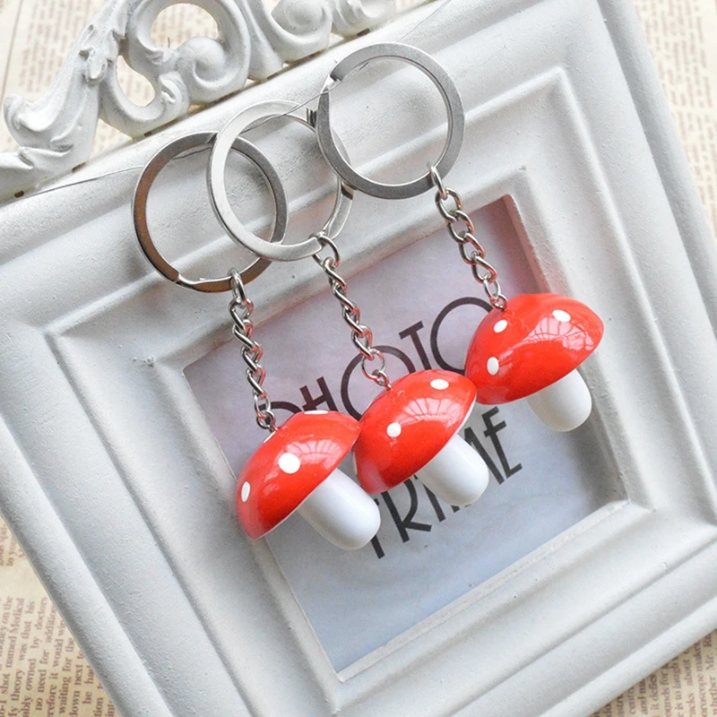 

Cute Simulation Colorful Mushroom Keychain Mini Fungo Keyring Pendant DIY Pendants Key Ring Jewelry For Children Gift K986