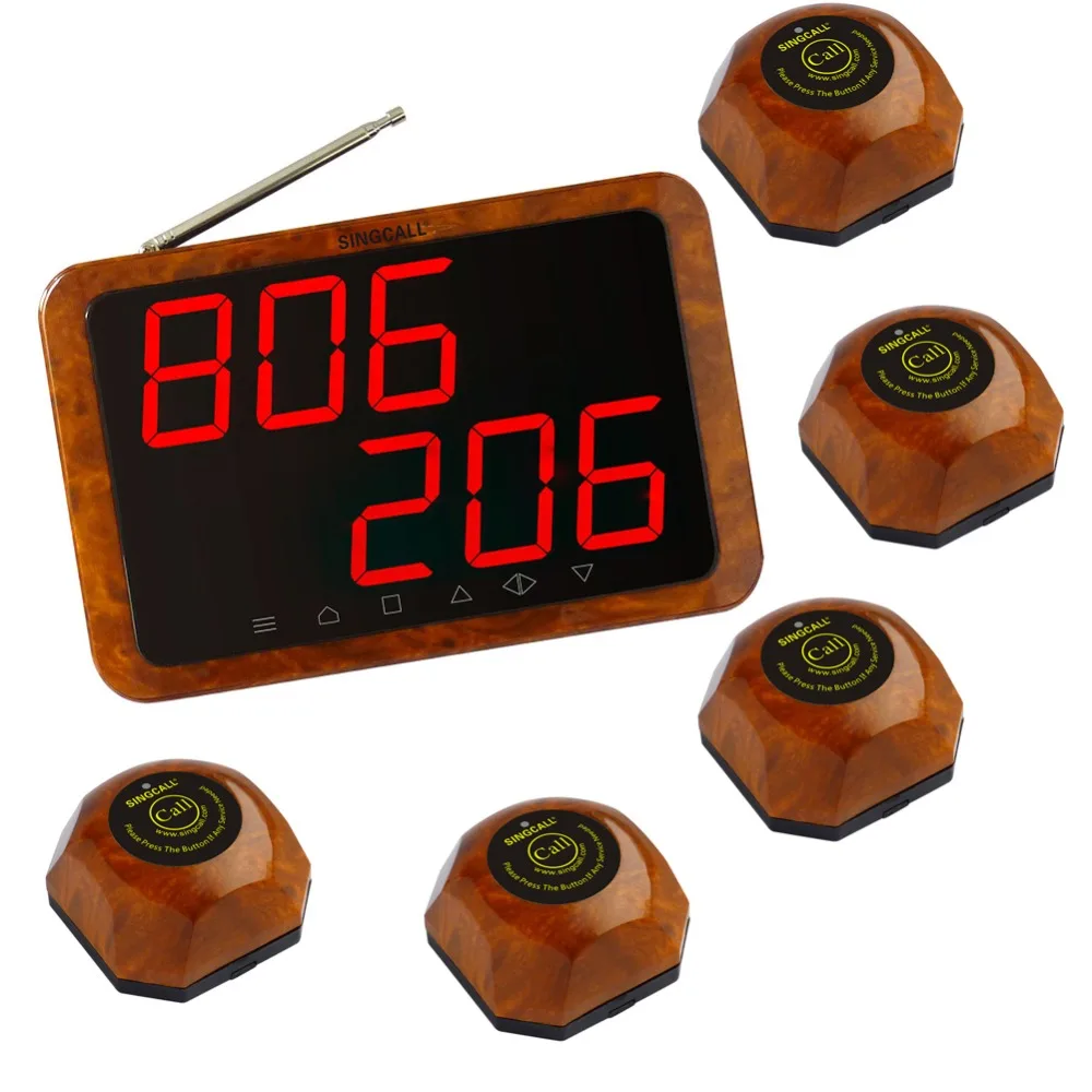 SINGCALL Wireless call bell system for a restaurant or bar of 5 tables,including 5 pcs table ...