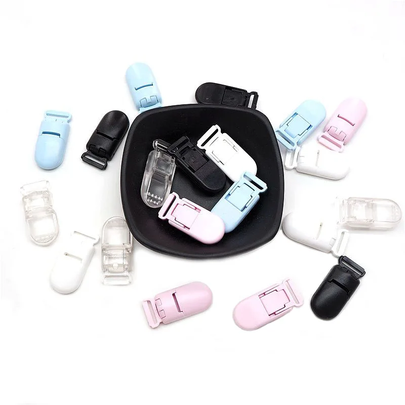 

Chenkai 50PCS 15mm Plastic Baby Pacifier Clips Soother Nipple Clip Transparent Pacifier Clips For DIY Infant Teething Clip Chain