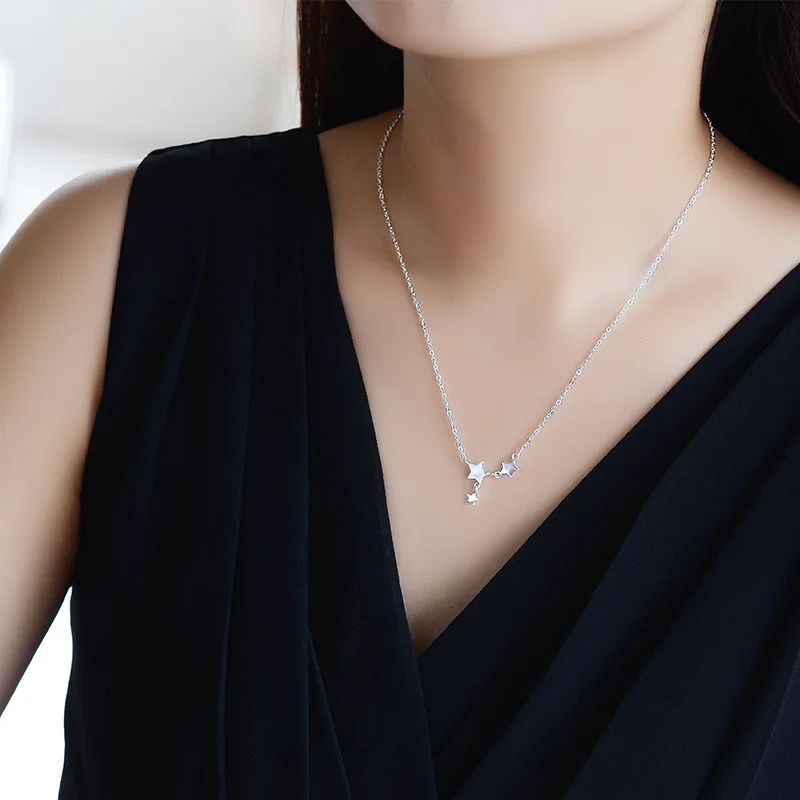 

Fashion Elegant Star Charm Pendants Neckalce 925 Sterling Silver Choker Necklace For Women Wedding Jewelry Gift dz754