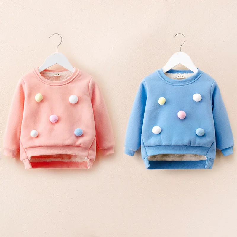 

2018 Fashion Winter Baby Girls thick Blouse Children Long Sleeve Sweater Jumpers Kids Fleece Outerwear Girls Warm Sweater