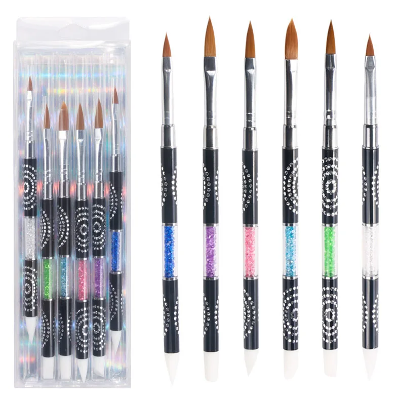 

Silica Gel Paintbrush Nail Double-head Water Drill Silica Gel Pen Engraving Embossing Pen Bamboo Knot Hollow Paintbrush