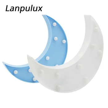 

Lanpulux Moon Lamps Cartoon Romantic Children's Night Lights White Blue Decoration Atmosphere Light Fixtures Battery Powered