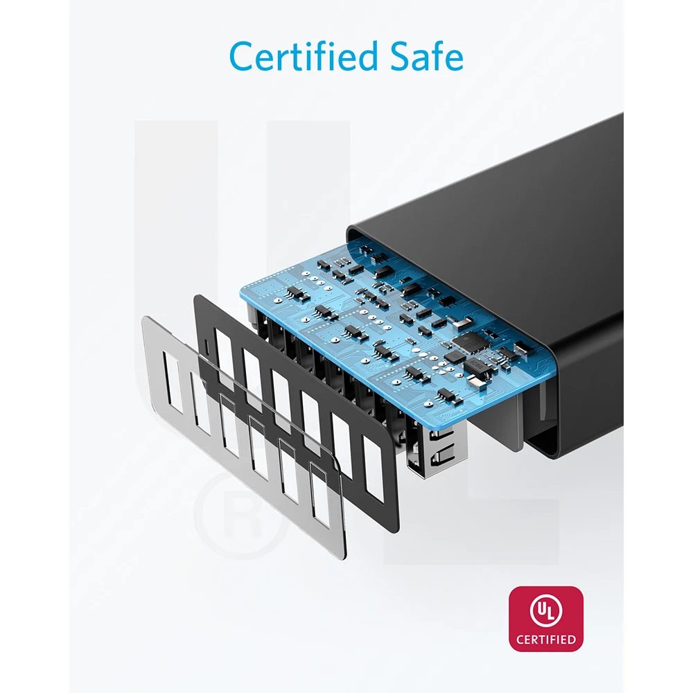 Cargador de pared Anker USB 60W 6 puertos USB estación de carga PowerPort 6 cargador Multi USB para