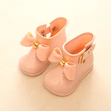 11.8-16.8 cm Bowknot Botte De Pluie Enfants Mignon Meliss Gelée Bottes Filles Chaussures Princesse Filles Bottes De Couleur de Sucrerie Enfants chaussures