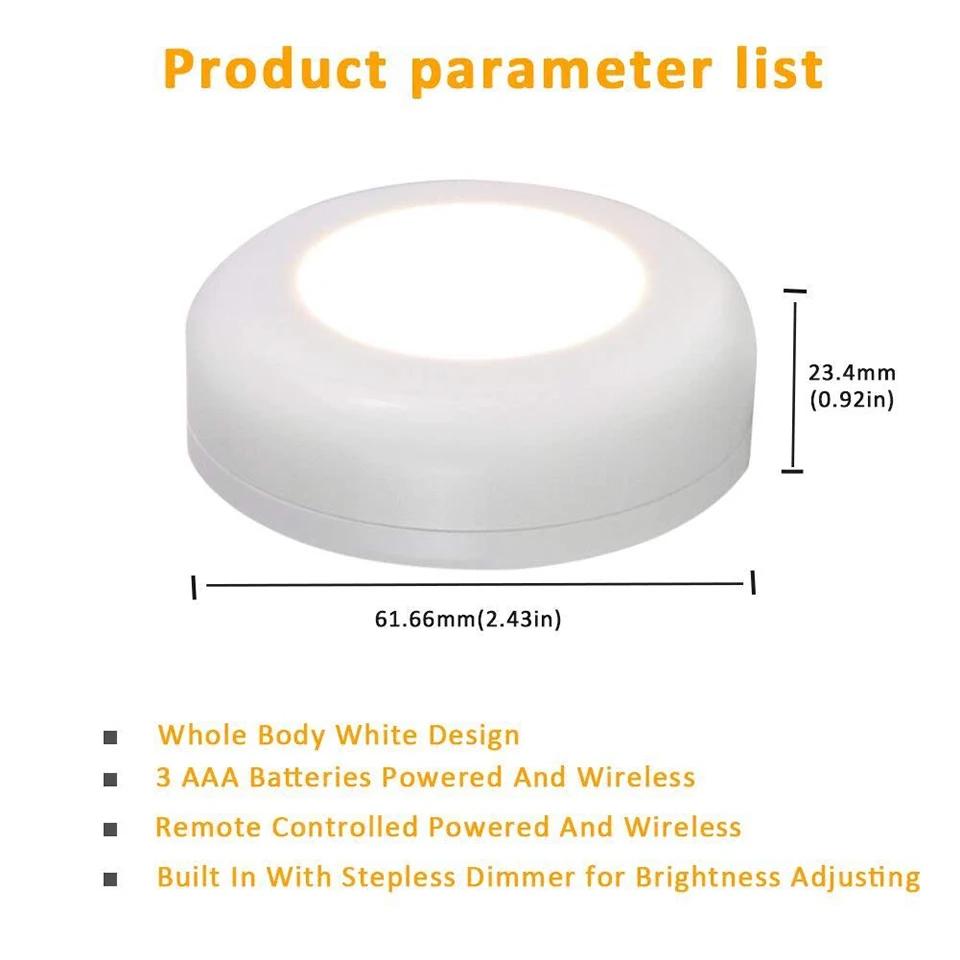  Xsky Under Cabinet Light Wireless Dimmable Touch Sensor LED Night Lamps Battery Power Remote Contro - 32946005725