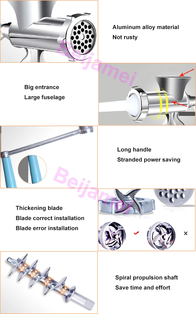 Beijamei руководство дома Мясорубка ручная Колбаса чайник мясо разных видов шлифовальный станок для продажи