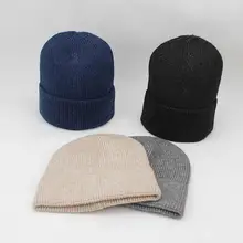 Хлопок 4 стиль сплошной цвет сгущает Зимние трикотажные изделия Skullies теплая шапка шапочка шляпа для мужчин и женщин 04