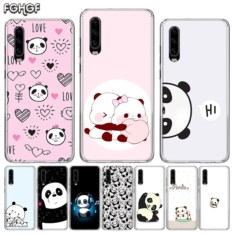 

Cute Cartoon Panda Luxury Phone Case For Huawei P30 P20 P10 lite Plus Mate 20X 20 10 Pro P Smart 2019 + 2018 Nova 4 Cover