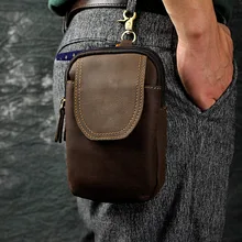 Новая мужская повседневная дизайнерская маленькая поясная сумка из натуральной кожи, модная поясная сумка из воловьей кожи на крючке, чехол для сигарет, чехол для телефона 013-b