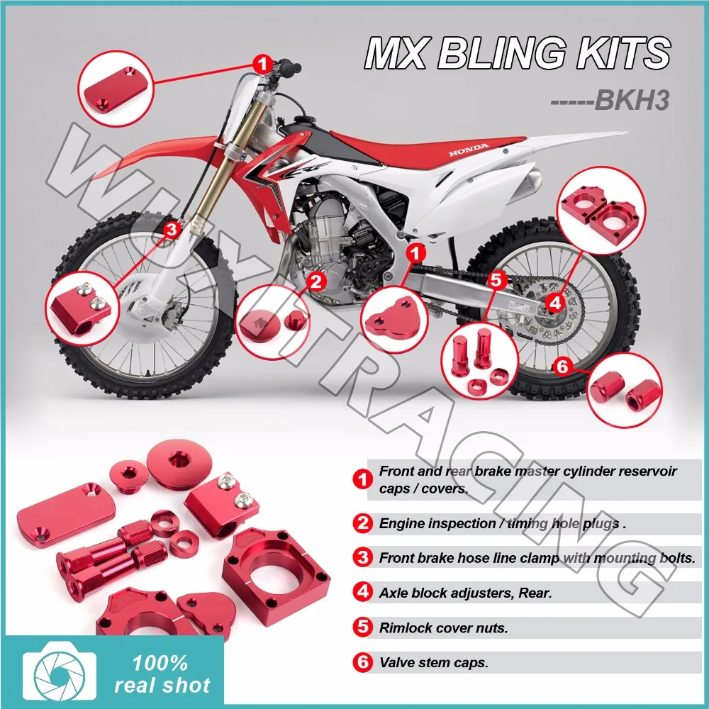 Red ALU ALLOY Billet CNC New MX Motocross Bling Kits for Honda CRF 450 02 03 04 05 06 07 08 CRF 450 X 05-15 09 10 11 12 13 14