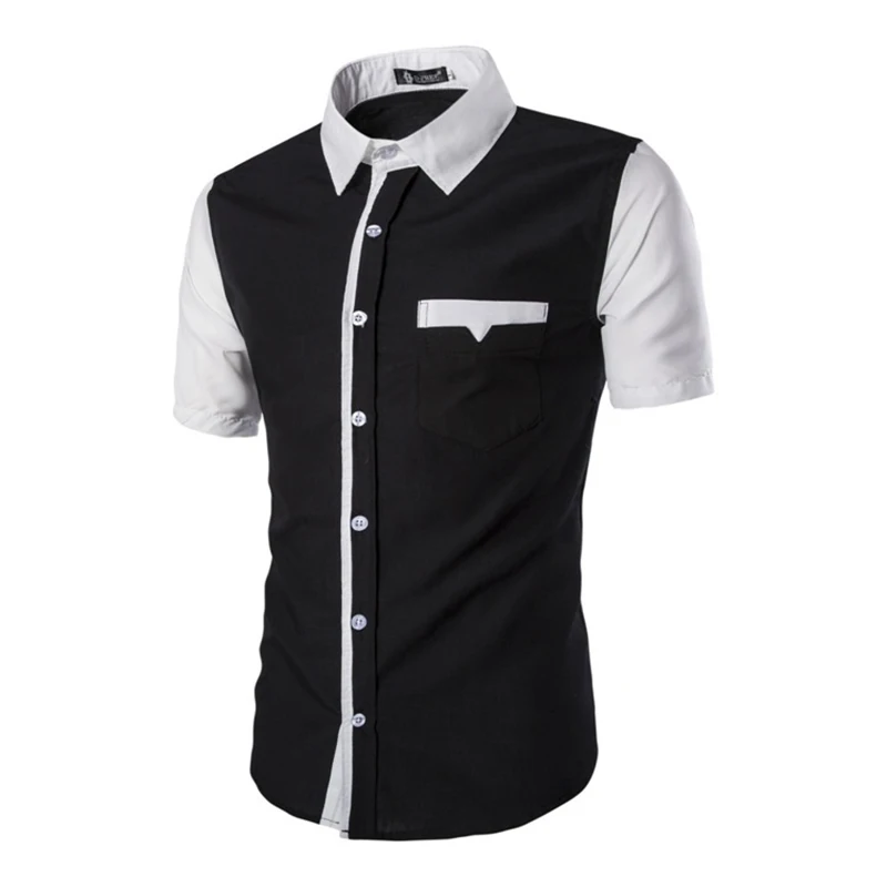 Zogaa Новый Для мужчин модные футболки с коротким рукавом с длинными рукавами Smart Повседневное отложной воротник, тонкая рубашка