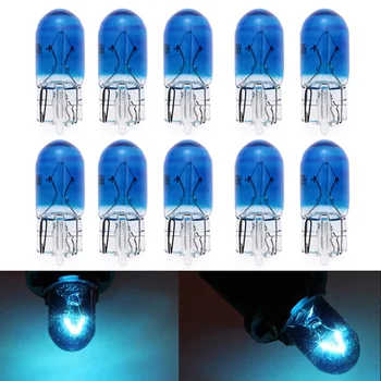 

10Pcs 12V T10 W5W 5W Halogen Bulb Car Truck Dashboard Interior Wedge Side Front Parking Lights Lamp Blue