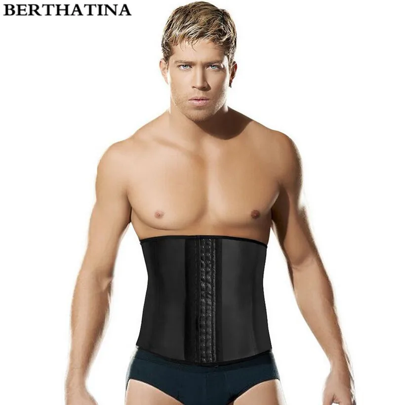 100 Natural Latex Waist Trainer Men Black Waist Cincher Firm Tummy