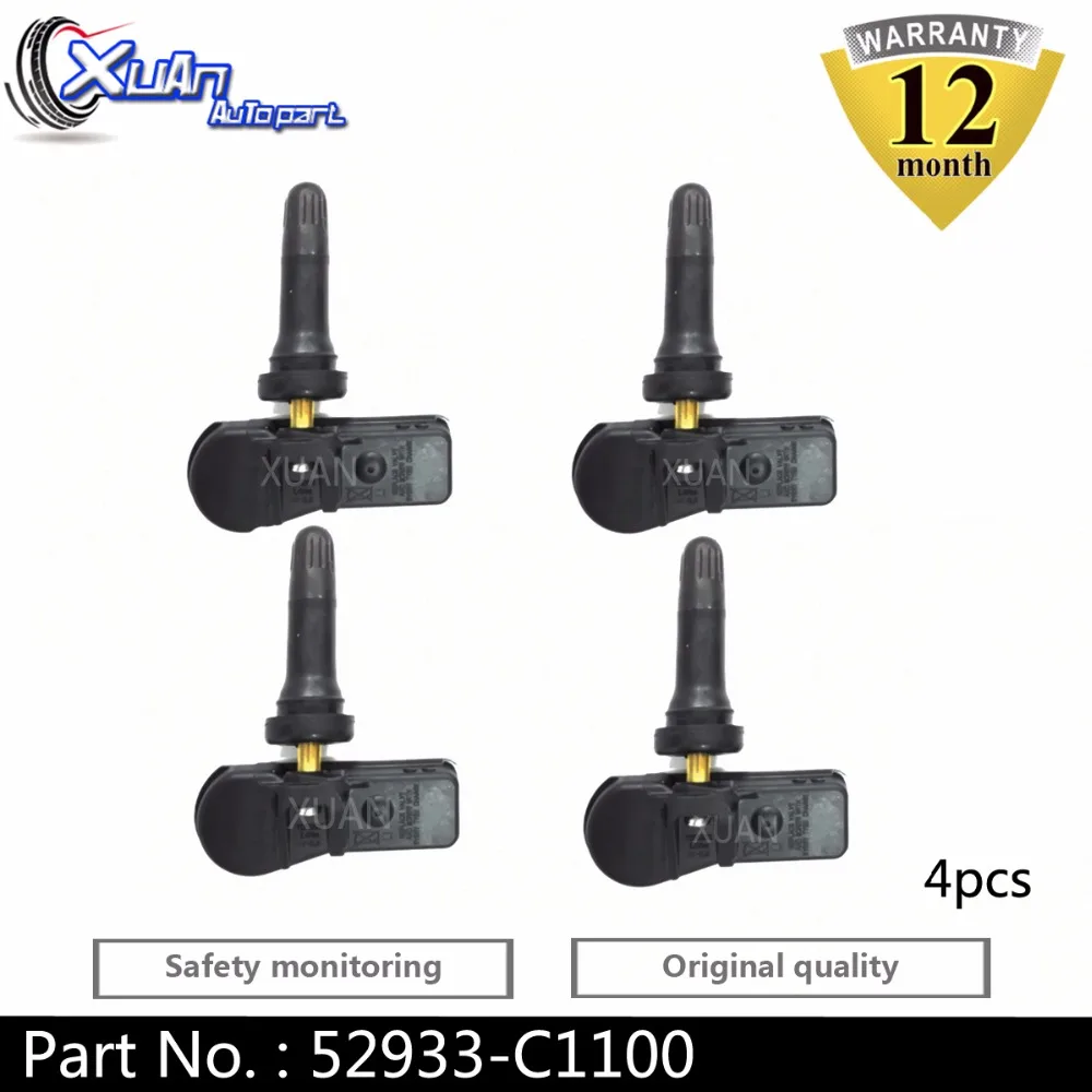 

XUAN 4PCS TPMS Tire Pressure Monitor Valve Sensor 52933-C1100 For Hyundai Creta IX25 i20 Coupe ix35 Sonata LF Tucson i40 LM TL