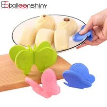 BalleenShiny 2 шт Бабочка Силиконовая прихватка для духовки инструменты для приготовления пищи теплоизоляция Нескользящие Кухонные гаджеты пластина палец держатель перчаток