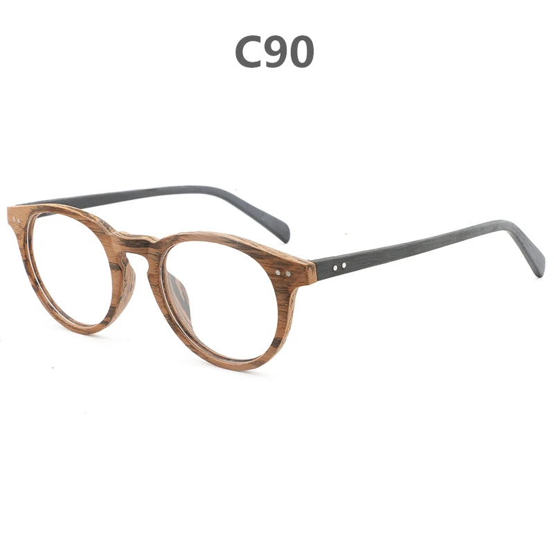 AZB винтажные прозрачные очки кошачий глаз деревянная оправа для мужчин и женщин прозрачные линзы солнцезащитные очки, дерево оправы для оптических очков - Цвет линз: C90