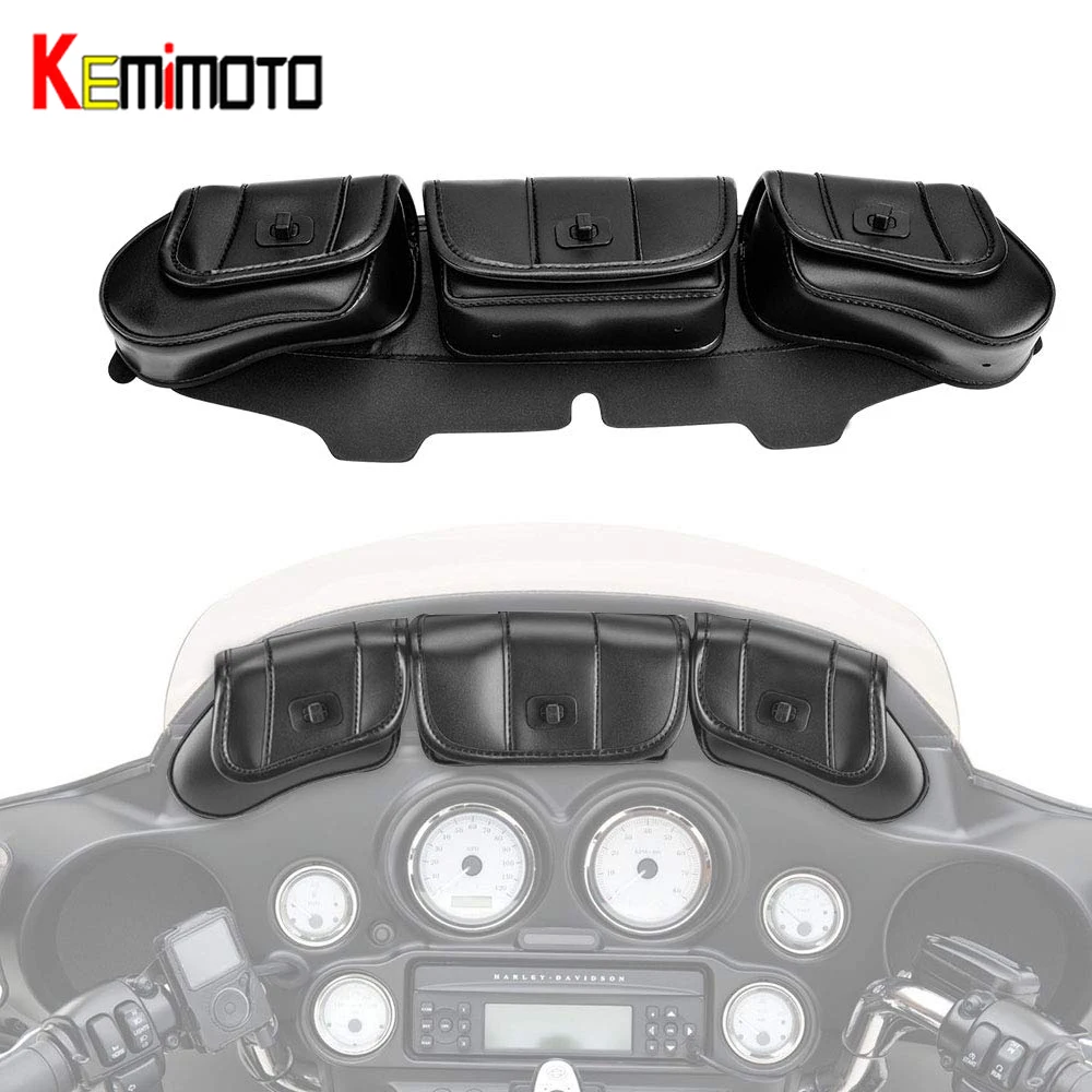 

KEMiMOTO Motorcycle Windshield Bag Pouch for Street Glide For Electra Glide Windshield Bags 1996-2013