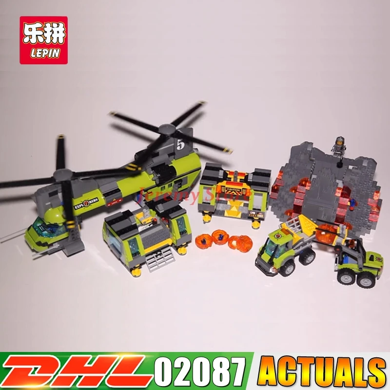 

LP 02087 1430Pcs City Series The Volcano Heavy-Lift Helicopter Set Educational Building Blocks Toy Compatible legoings 60125