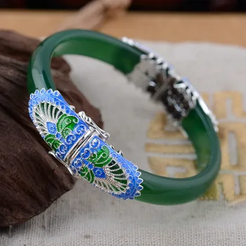 

S925 silver inlaid antique crafts silver female models opening style Shaolan process