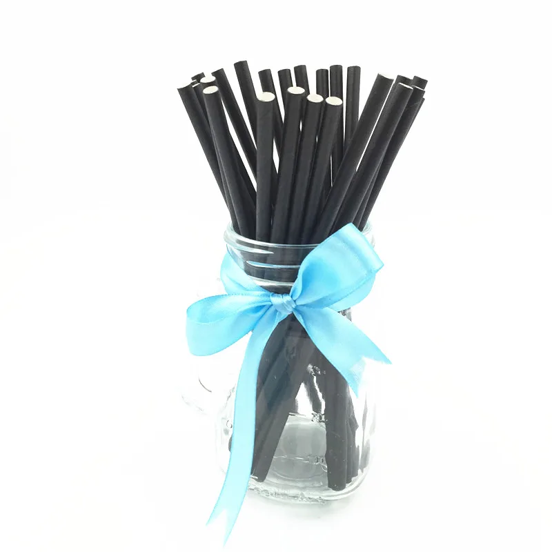 

25pcs Black Paper Drinking Straws Paper Straw Wedding Birthday Baby Shower Xmas