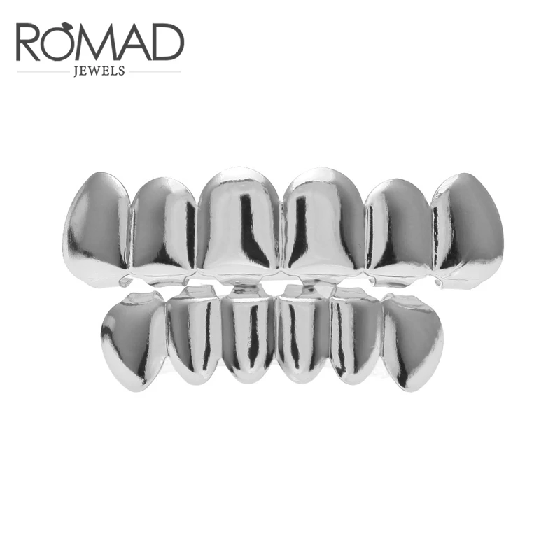 BOAKO Hip Hop Teeth Grillz Set Silver Gold Tooth Top Bottom Caps Punk False Dental Grills For Women Body Jewelry Cosplay Party - Окраска металла: 2