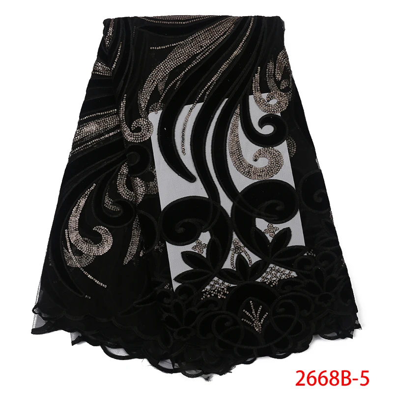 Французский стиль кружевной ткани последние бархатные кружева с африканскими пайетками кружевные ткани для женщин платья KS2668B-4