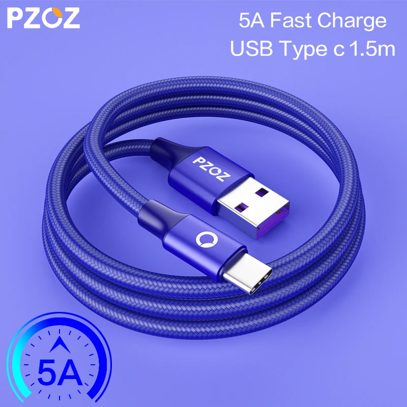 

PZOZ USB C Cable 5A Fast Chargeing Type-c For Nintendo Switch Huawei P10 P9 Mate 9 Xiaomi Charger adapter usb type c Cord