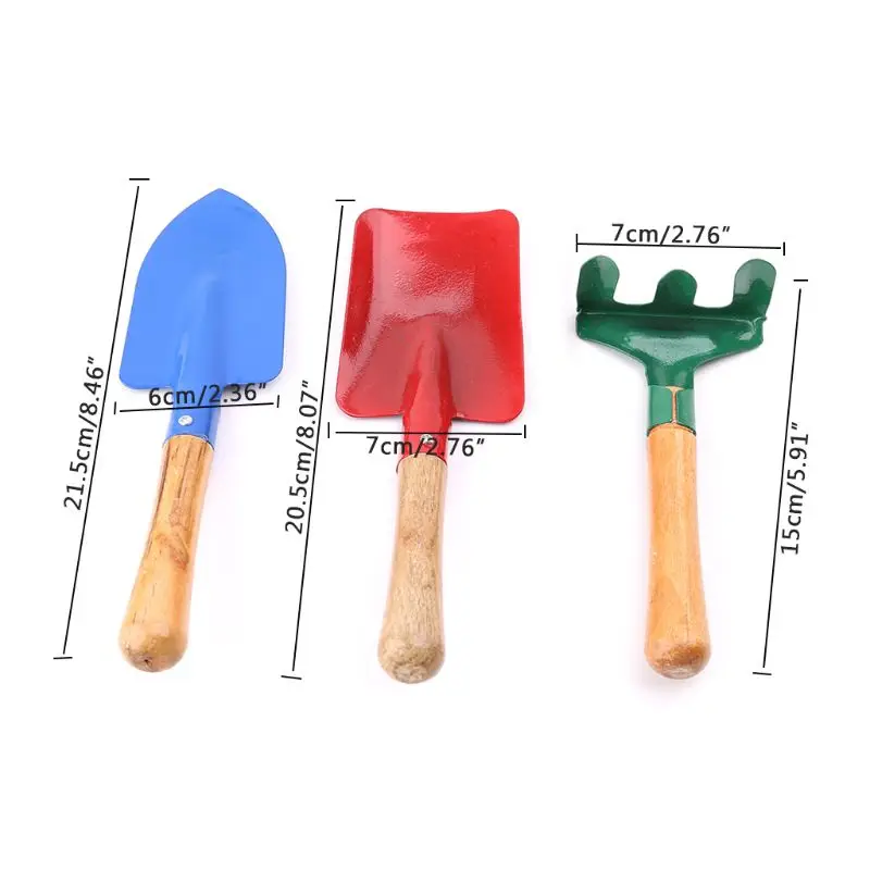 3 шт. садовый инструмент Лопата, грабли деревянные цветы для ручек посадки детские пляжные игрушки