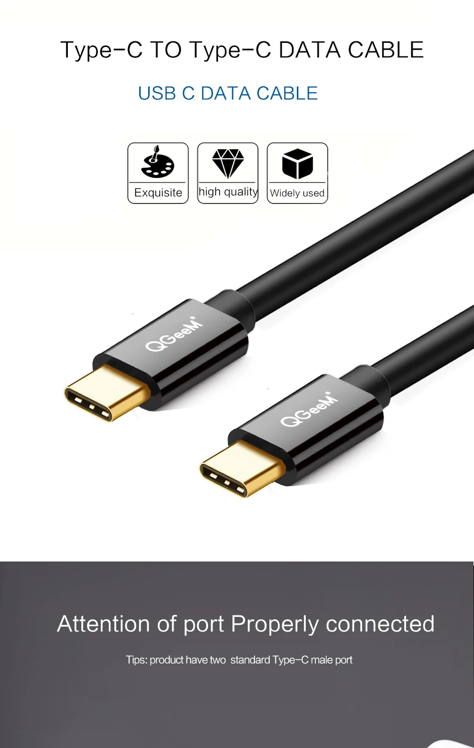 QGeeM USB-C-USB-C кабель usb type C USB-C кабель для зарядного устройства для MacBook, ChromeBook Pixel, Nexus 5X/6 P, Lumia 950/950XL