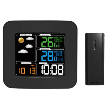 

Colorful LCD Wireless Digital Weather Station Temperature Humidity Monitor Meter Thermometer Hygrometer Snooze Alarm Clock