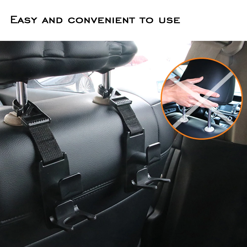 

Universal Car Headrest Hooks Auto Back Seat Hanger Easy Installation Storage Bottle Holder