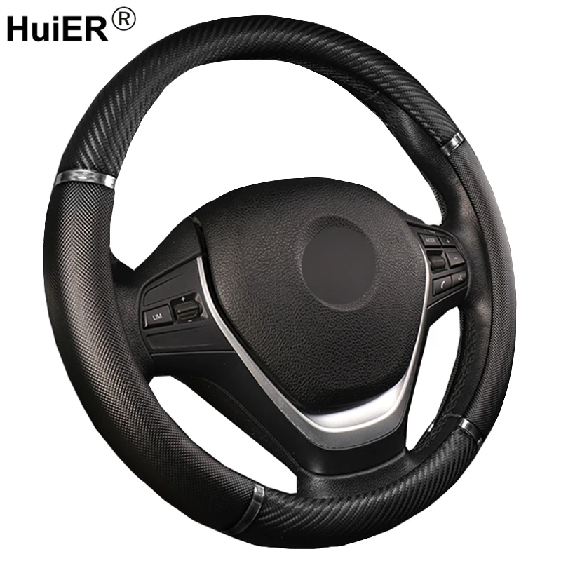 HuiER Universal Car Steering Wheel Cover Artificial Leather 5 Colors Comfortable Non-slip Automobile Steering-Wheel Car Styling