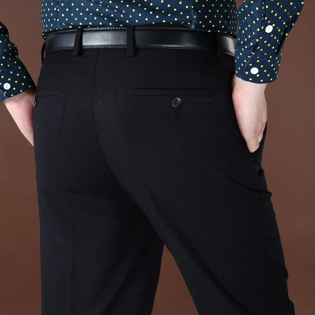 Black Suit Pant For Men Loose Formal Wool Men Suit Pants Classic ...