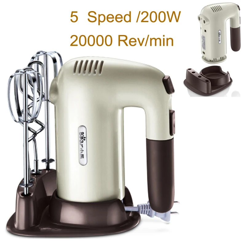 

22%,5Speed Dough Hand Mixer Handheld Egg Beater 200W Home Electric Blender with 4 Blades/2 Whisk 20000 Rev/min