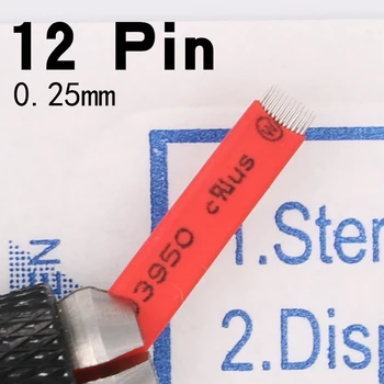 

50 pcs 12F FLAT SHADING Microblading 0.25mm 12F Needles Permanent Makeup Manual Eyebrow Blade 12 PIN Microblade agujas tattoo