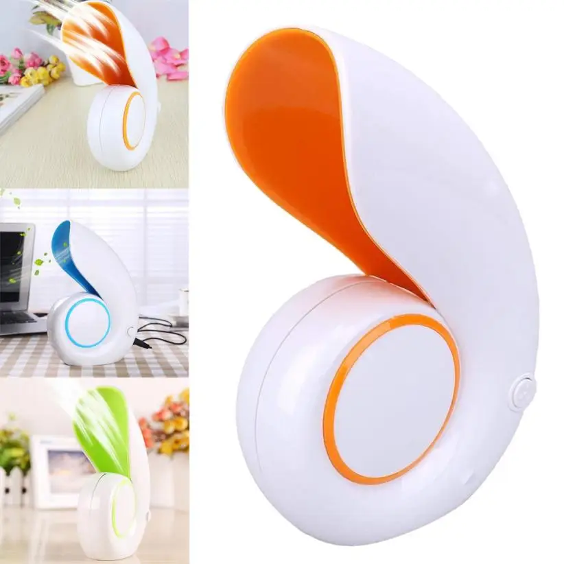 

High quality Mini Portable Air Conditioner Fan Desktop No Leaf Bladeless small fan Handheld Sea Snail USB Fan Low Noise