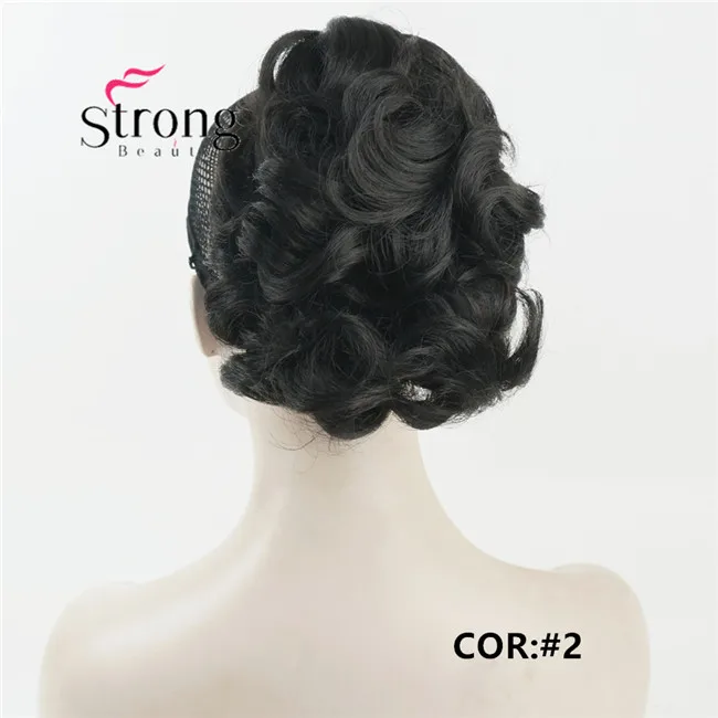 StrongBeauty короткий кудрявый зажим в Коготь Конский хвост наращивание волос синтетические волосы кусок 80 г с челюстью/коготь клип - Цвет: 2 Natural Black