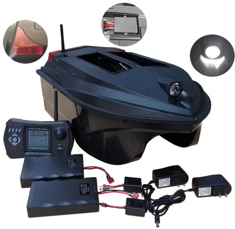 

PDDHKK Fishing Bait Boat Black With 300M Remote Control Double Bait Motor1.5KG Load Fish Finder Ship Boat 3-3.5 hours Battery